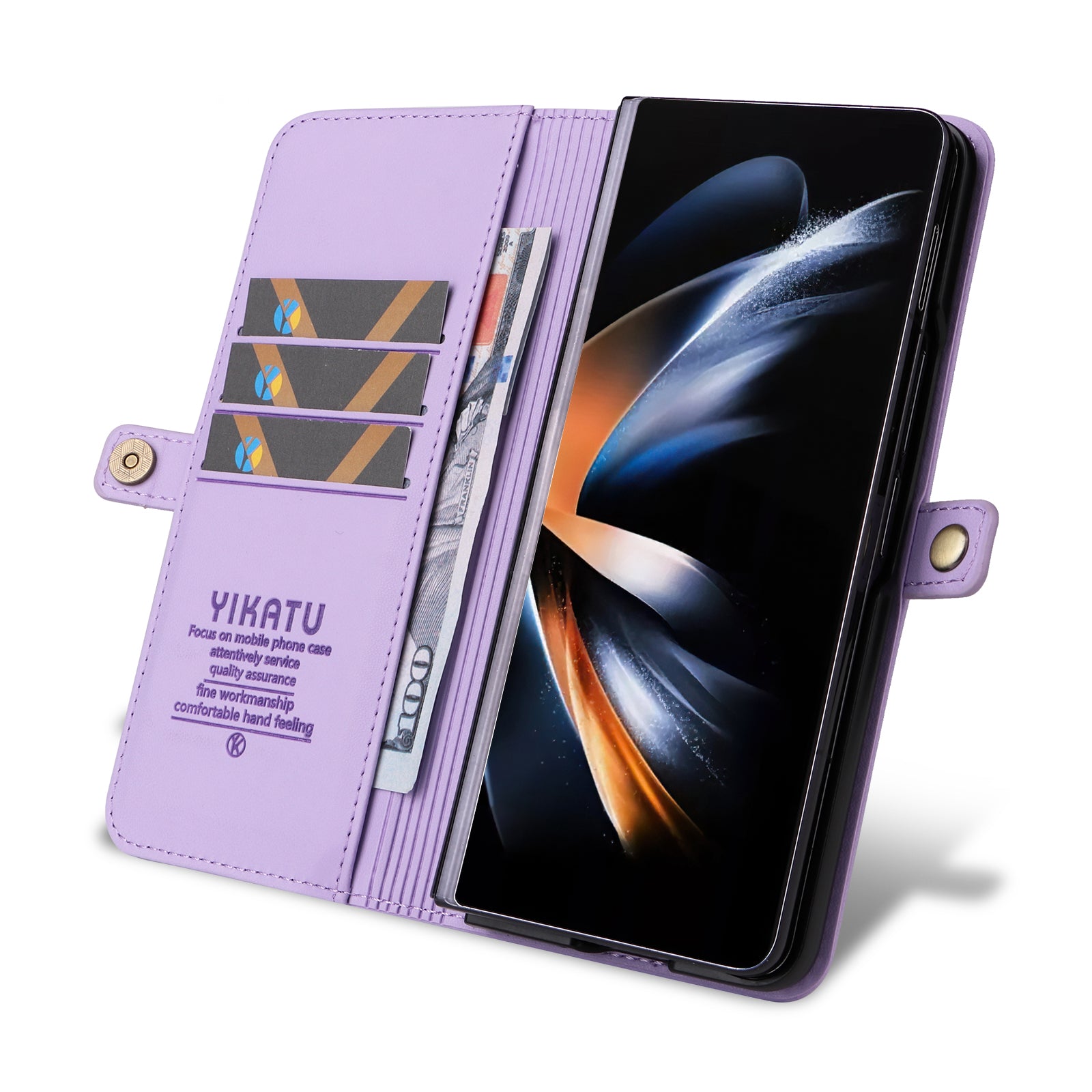 YIKATU YK- 001 for Samsung Galaxy Z Fold6 5G Case PU Leather Strong Magnetic Flip hone Cover - Light Purple YIKATU YK- 001 for Samsung Galaxy Z Fold6 5G Case PU Leather Strong Magnetic Flip hone Cover - Light Purple